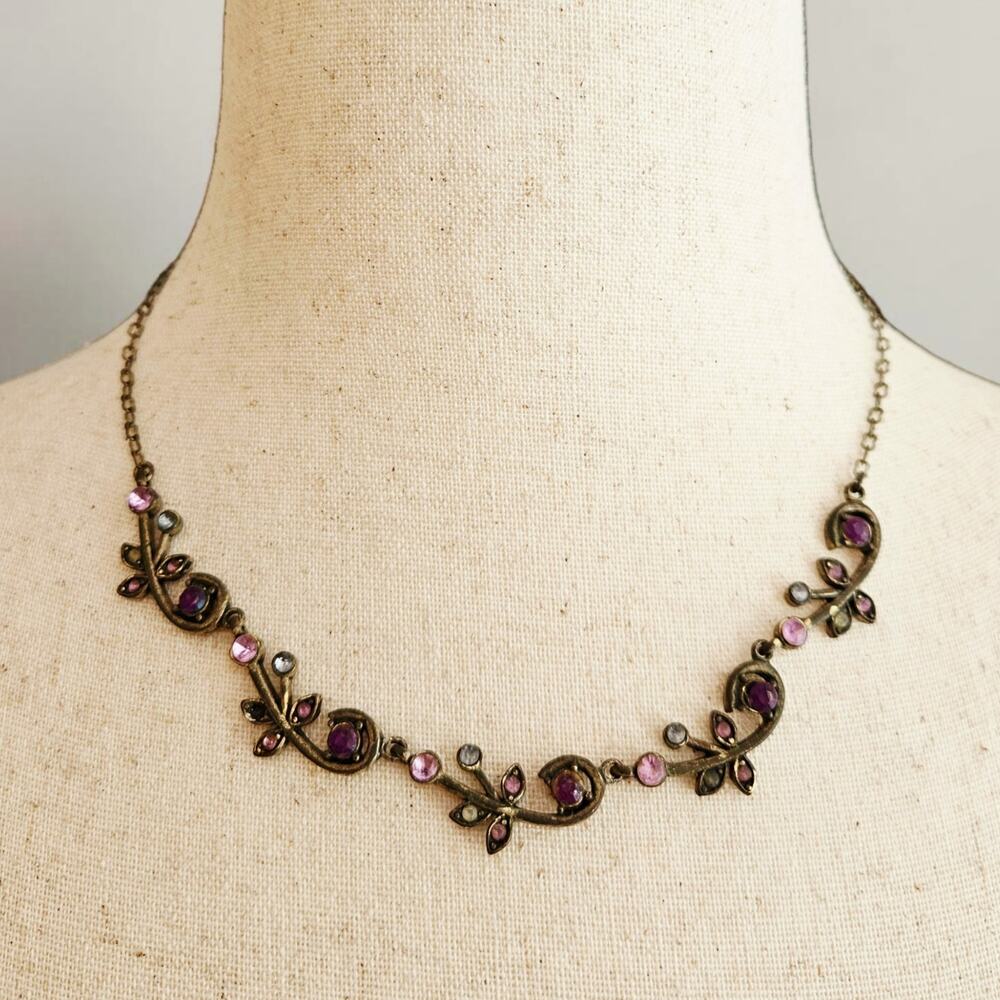 Vintage Silver Toned Beaded Necklace Fairycore Adjustable